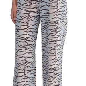 Nasty Gal Women's Tiger Print Denim Wide Leg Jean