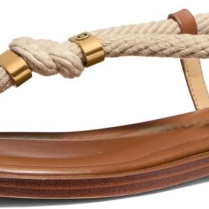 ​Michael Kors womens Hera Flat Thong sandals in leather luggage color