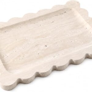 Beige Travertine Marble Decorative Vanity Tray for Cosmetics and Jewelry